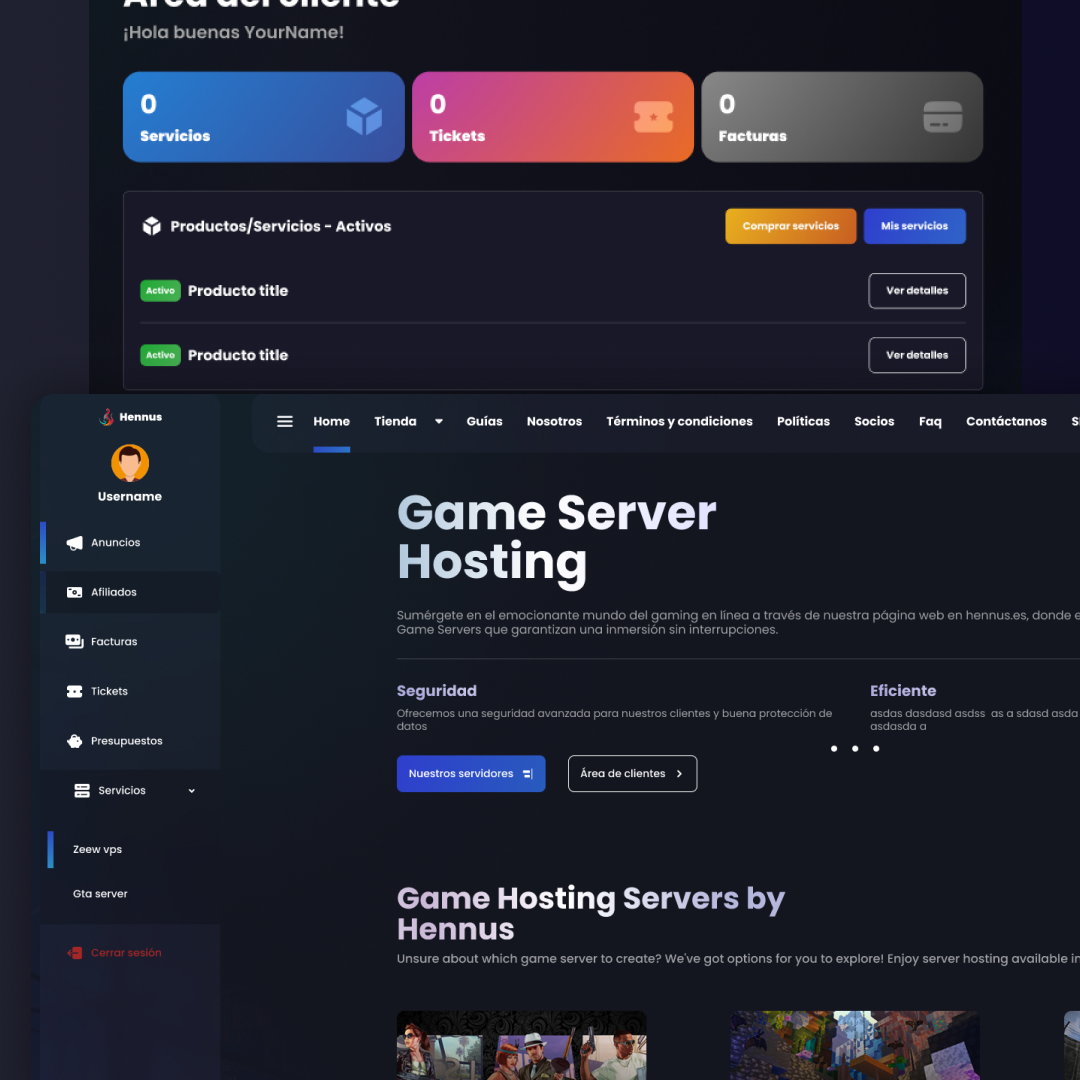 Diseño UI/UX para Hosting - Hennus